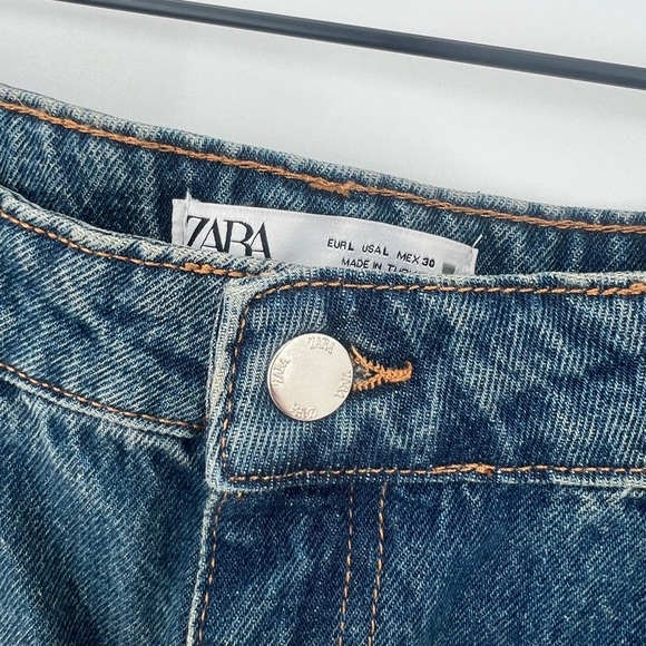 Zara Denim Asymmetrical High Low High Waisted Straight Skirt - Picture 4 of 6